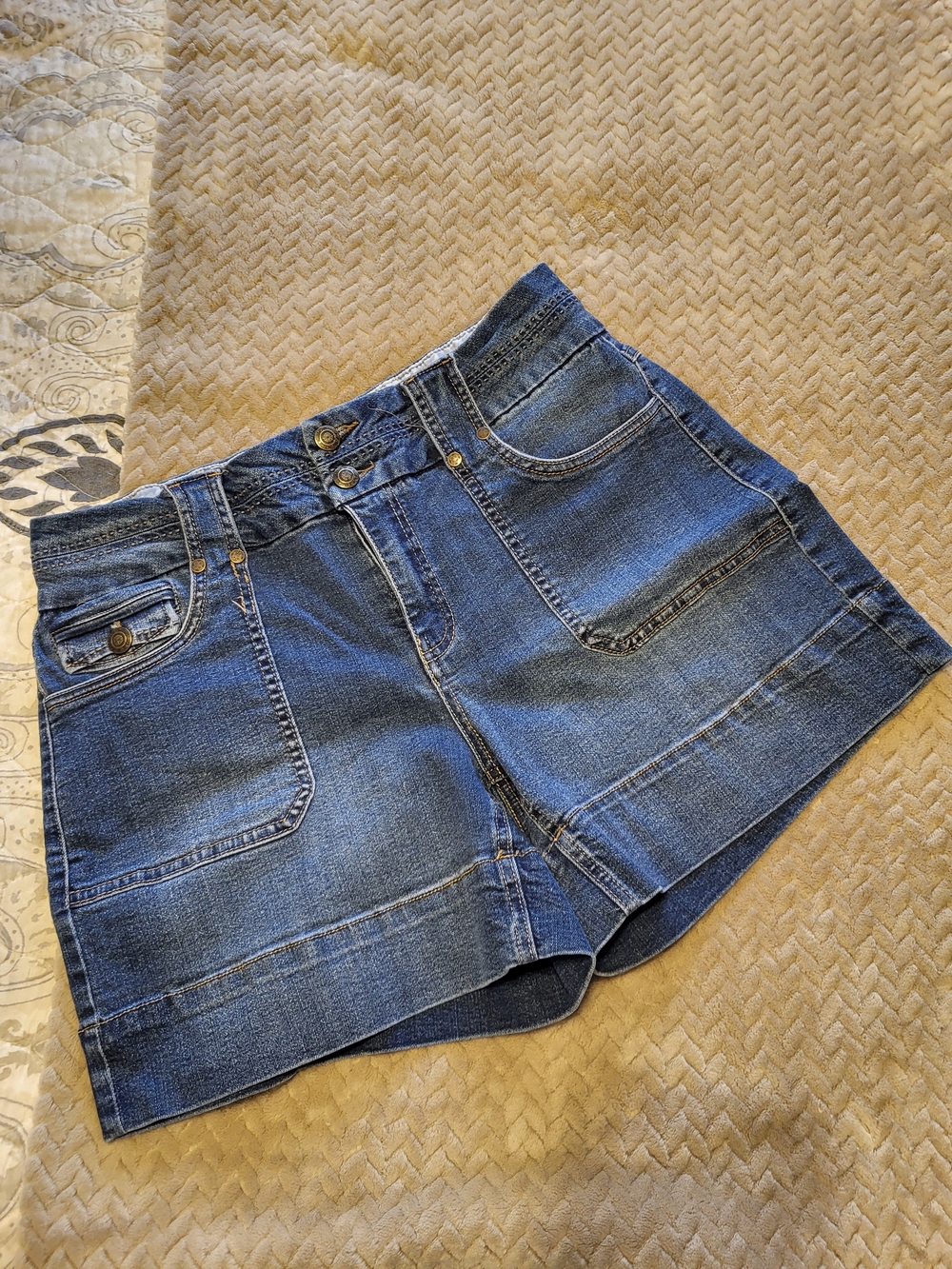 High-Rise Blue Denim Women's Shorts